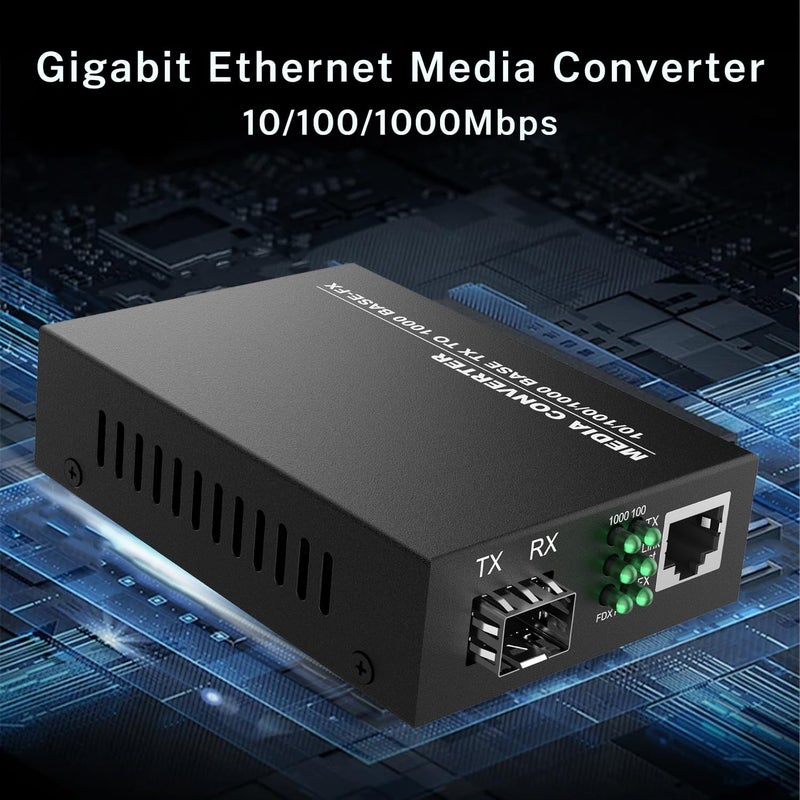 FTTPVIPS 2 Pack Gigabit Ethernet Fiber Media Converter, Open SFP Slot, RJ45 to 1000Base-SX for 10/100/1000Mbps, Supports Gigabit SFP Modules Up to 120KM, Plug and Play, Auto-Negotiation, UL Certified - Image 3